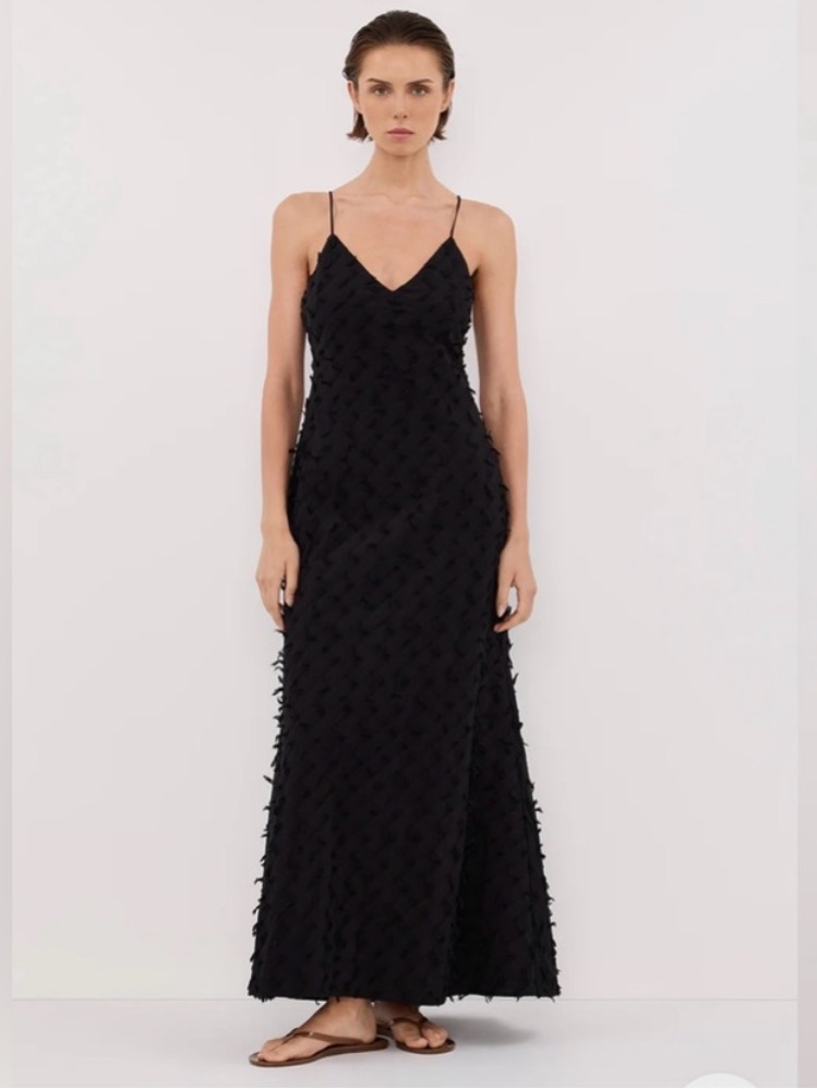 Dissh Paloma Black Babydoll Midi Dress Textured Size 8